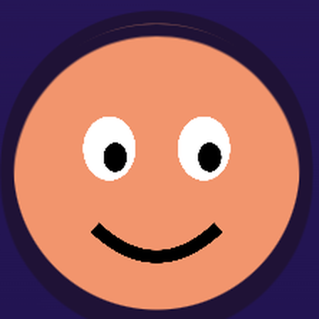 A face picked in the Invader Studio, cropped to a circle