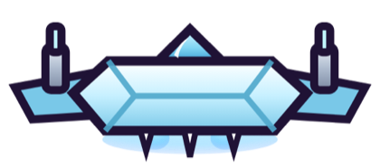 The Frost Runner hull, a cartoon starfighter seen from above