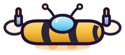 The Honey Guard hull, a cartoon starfighter seen from above