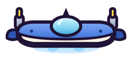 The Sky Cadet hull, a cartoon starfighter seen from above