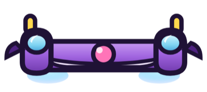 The Violet Hornet hull, a cartoon starfighter seen from above